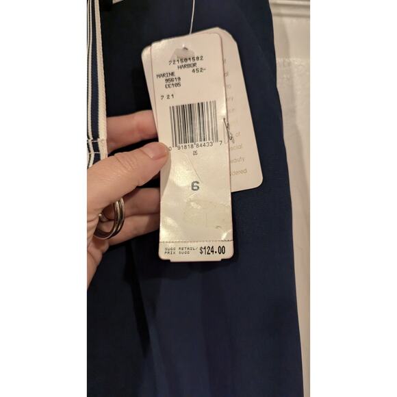 Vintage Jones NY NWT Navy and‎ white Nautical belt silk wide trousers Sz 6 - Picture 6 of 6